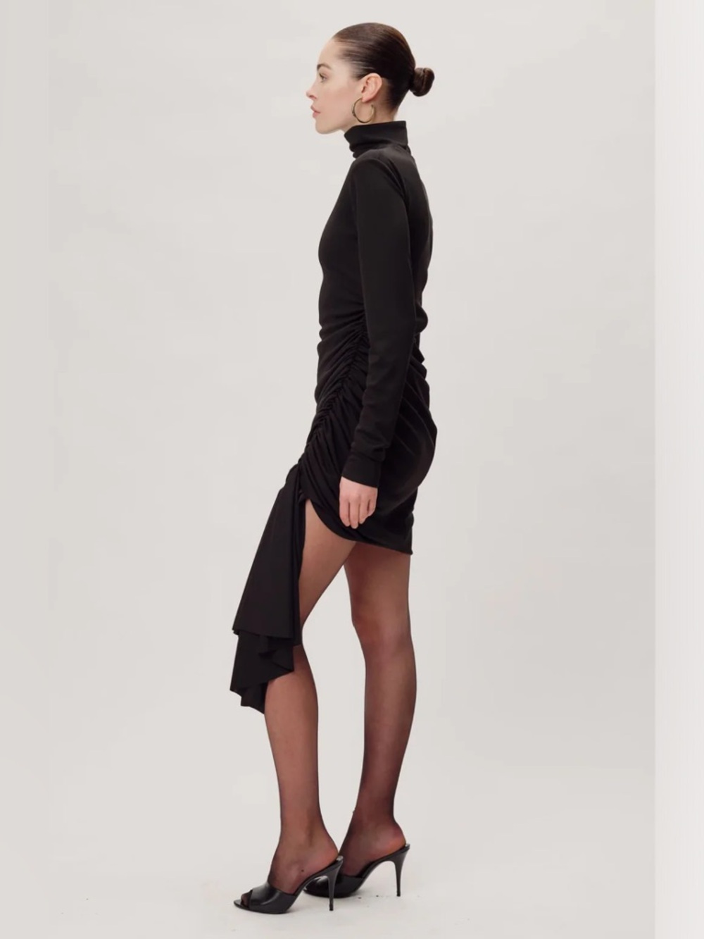 NWT Ronny Kobo Ronaldo Asymmetric Drape Dress in Black - XS - Picture 3 of 8
